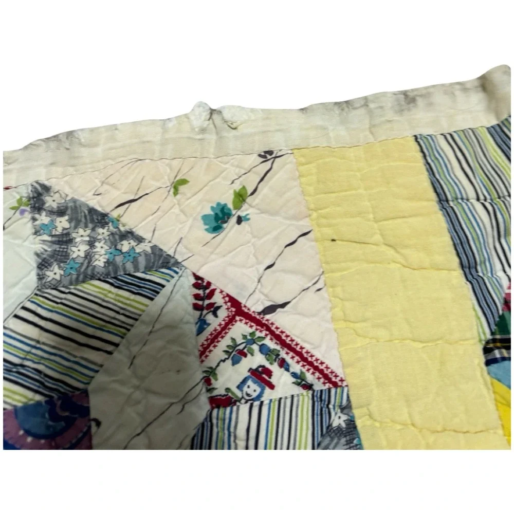 Vintage 30's/40's Handmade Star Quilt Handmade Patchwork Bedspread Throw Blanket